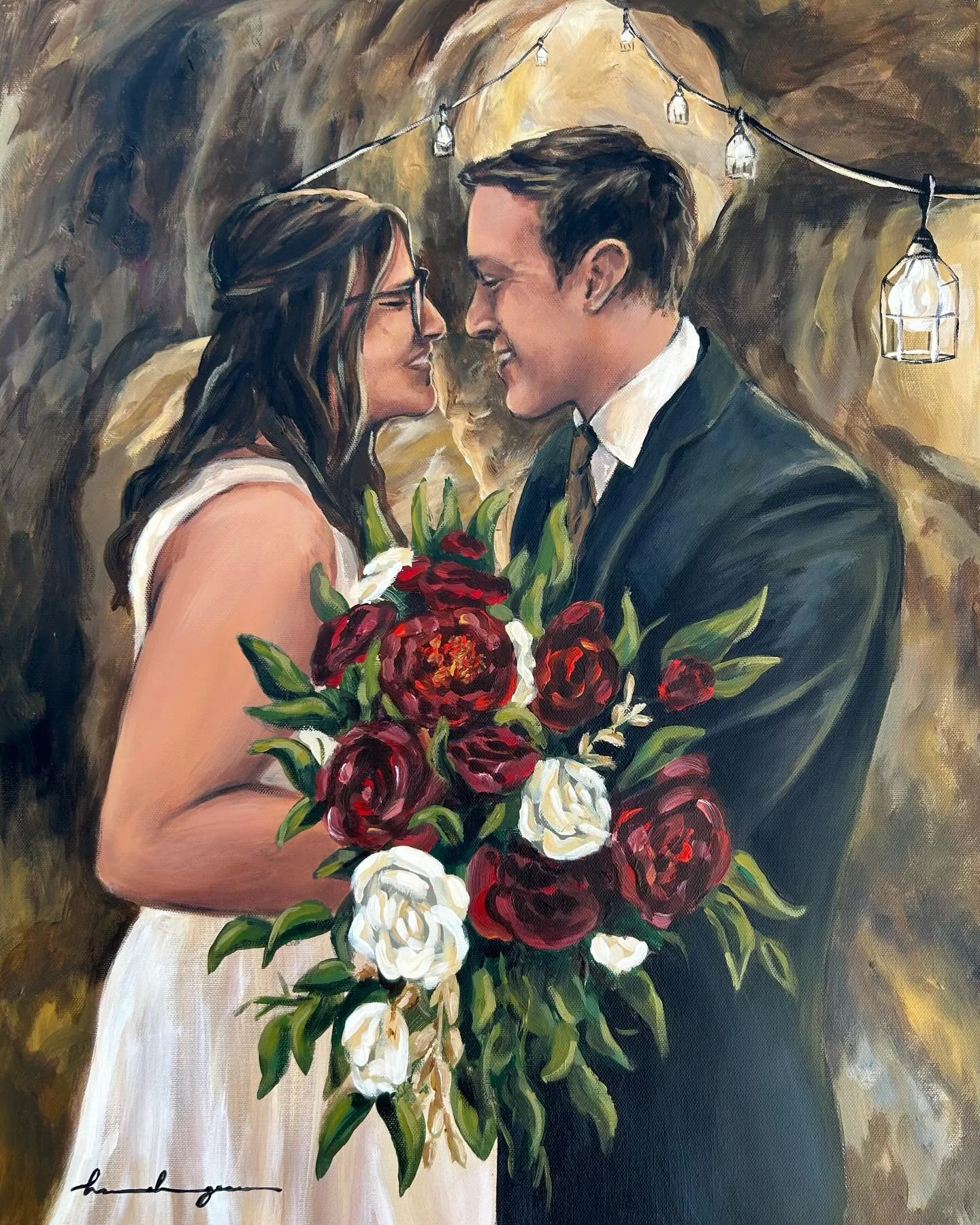 Mr. &amp; Mrs. Leonhardt 🥀
12.20.25
18x24 - The Classic 

The glow of the lanterns, the bouquet, their joy, and a frame to top it all off?? Um yes, I absolutely am in love😍

#uniqueweddingideas #weddingpainting #midwestweddingpainter #liveweddingpa