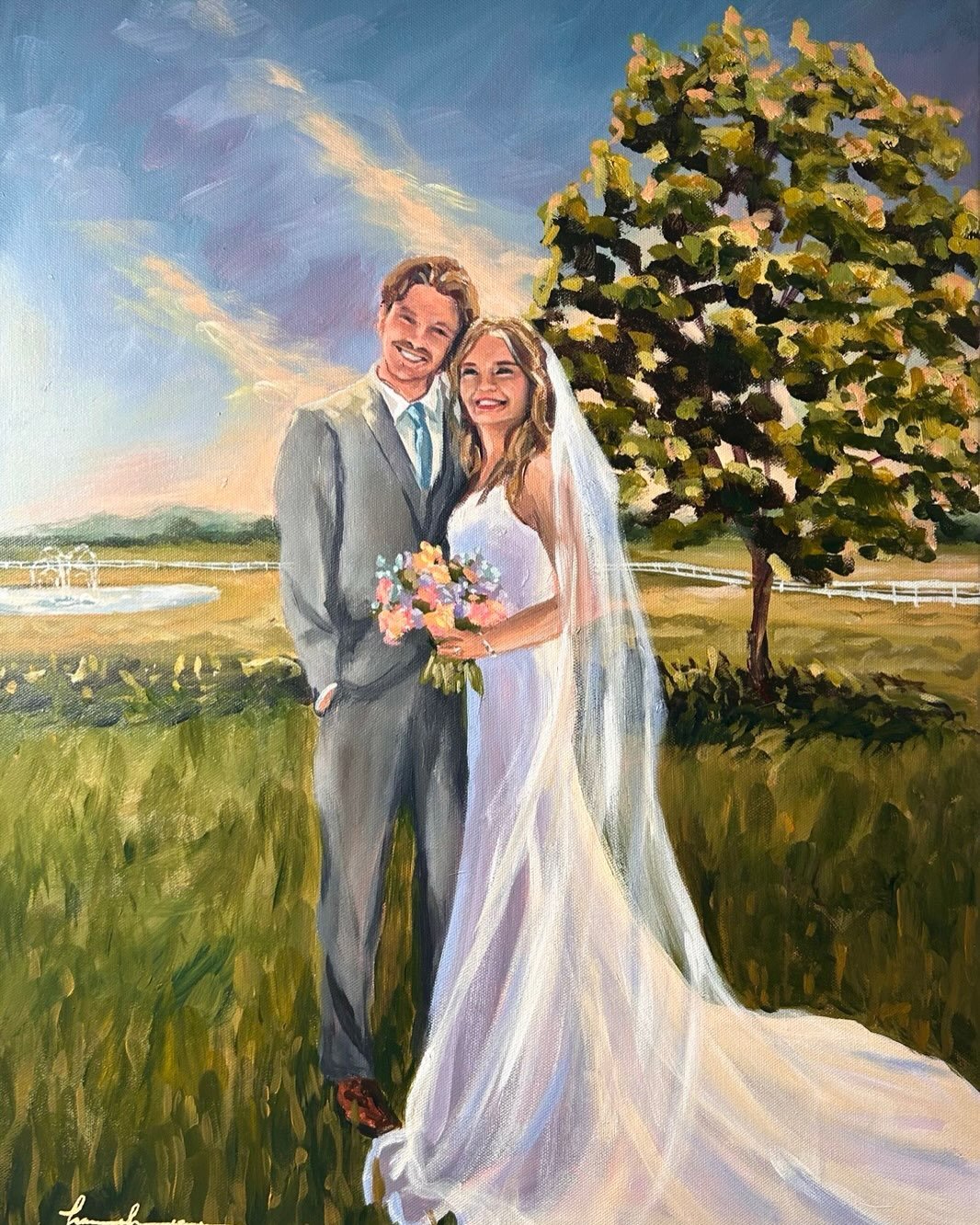 Jacob and Amy Glines🍾
08.07.2026
The Classic - 18x24

Jacob has suchhhhh a heart for Amy that&rsquo;s so beautiful and sweet. He booked me and SURPRISED her with a painting on their wedding day and had it all planned out so she wouldn&rsquo;t find o