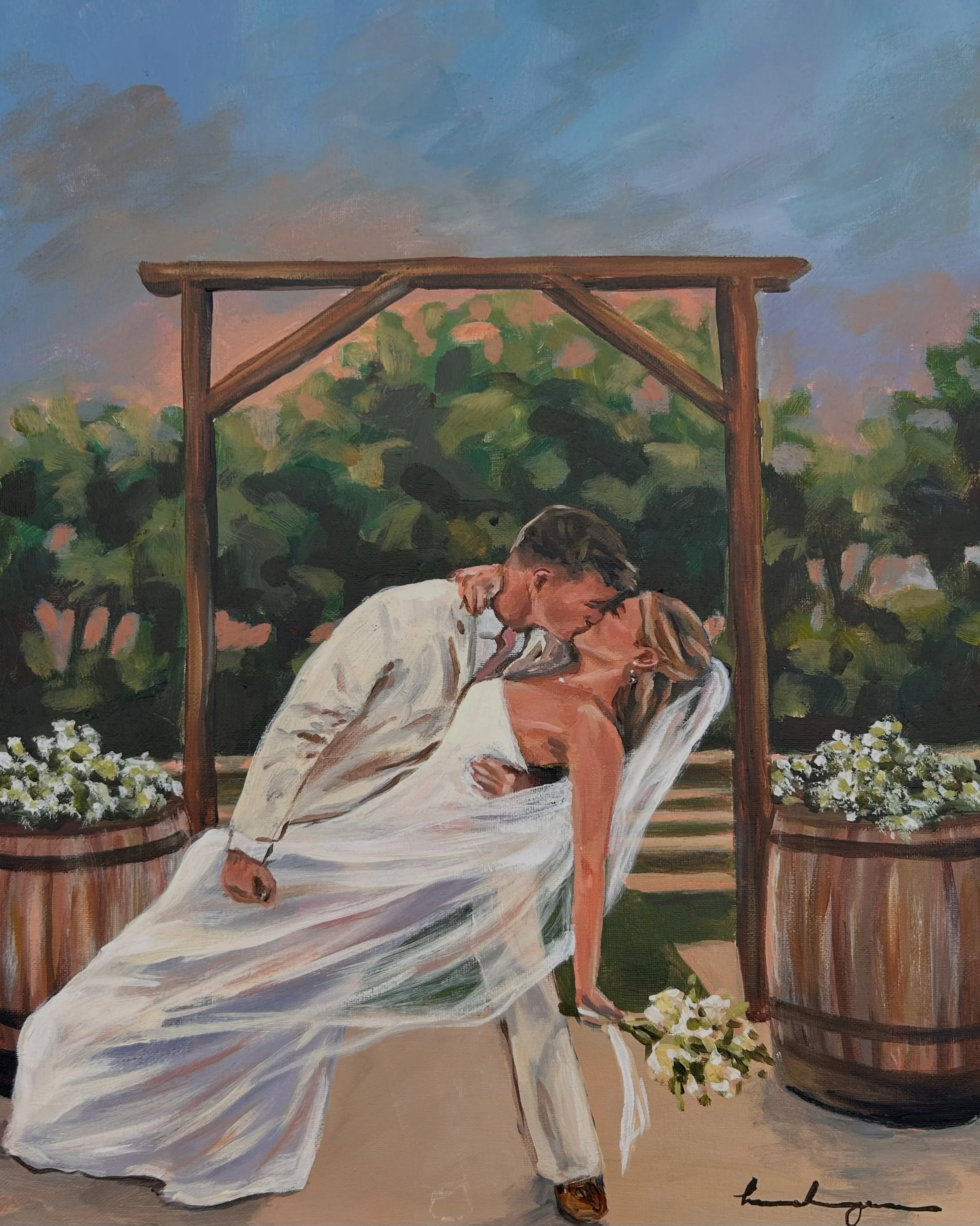 Josi and Trevin🌅
8.8.26

Swooning over the colors in this painting!! @josi.lohse thank you so much for having me! 

#weddingpainting #weddingpainter #uniqueweddingideas #midwestwedding
