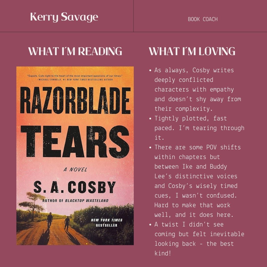 S.A. Cosby never disappoints! Highly recommend Razorblade Tears.