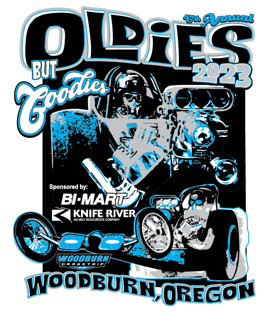 Screen printing, silkscreen design, t-shirt art, hot rod art, car show designs, drag racing, car show apparel, vintage car show art,  retro car art, Woodburn Dragstrip