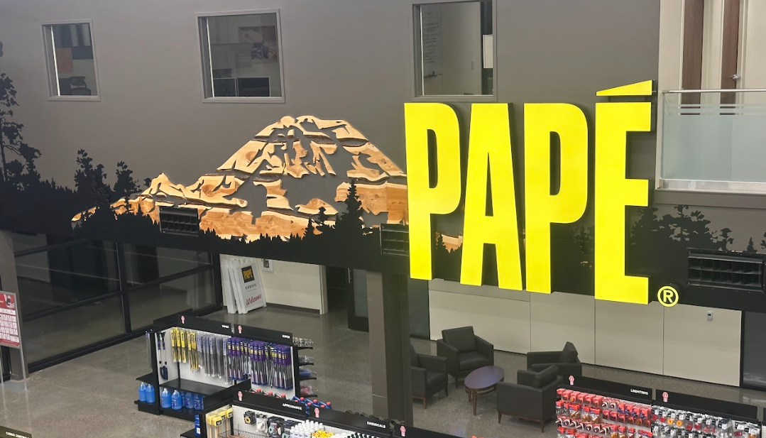 Another look at the juniper mountain with coordinated slabs of french cleat mounted timbers to create Mt Rainer.—Federal Way, WA. 