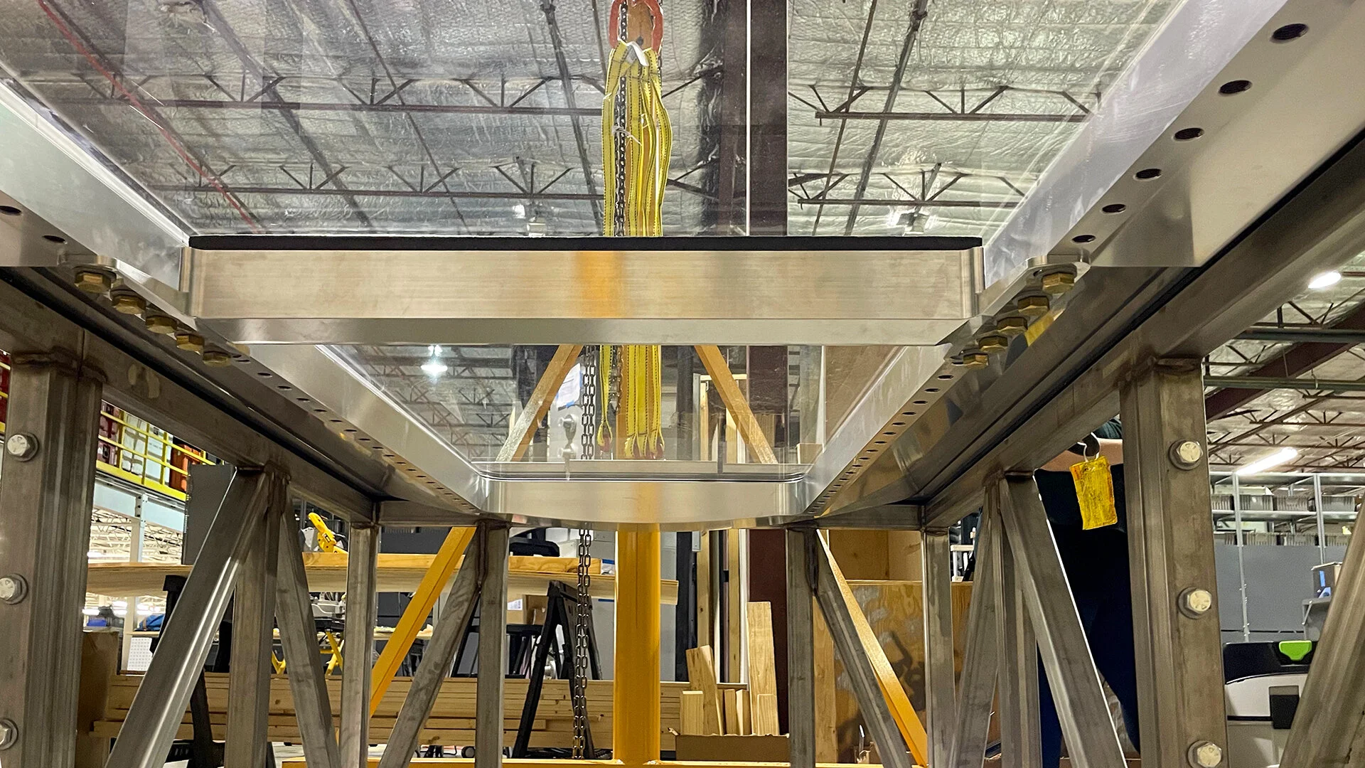  Windows – Eight of the largest windows ever constructed for the space environment will encircle the Axiom Earth Observatory cupola, allowing Axiom Station’s entire crew to overlook the Earth in 360-degree freedom from orbit. This test unit continues to undergo increasingly extensive vacuum seal and stress testing to confirm the design meets all leak rate, outgassing, and material deformation requirements. 