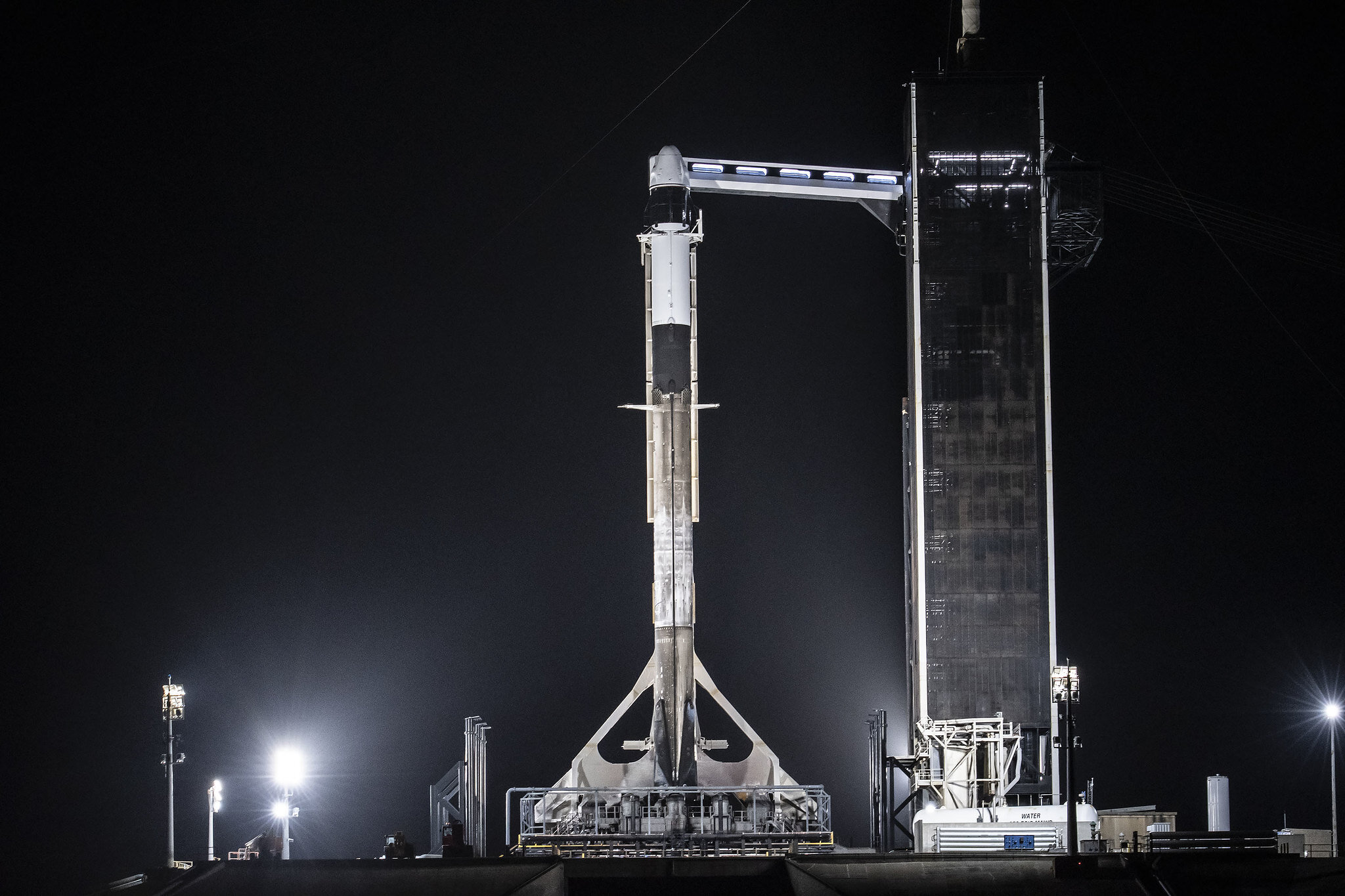 SpaceX Crew Dragon and Falcon 9 at Launch Pad 39A