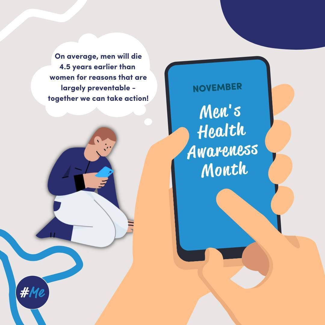 November is Men's Health Awareness Month 🧠⁠
⁠
Despite research suggesting that 77% of men have experienced symptoms of mental health problems, the stigma behind male mental health still exists.⁠
⁠
We encourage you to reach out to a friend to see how
