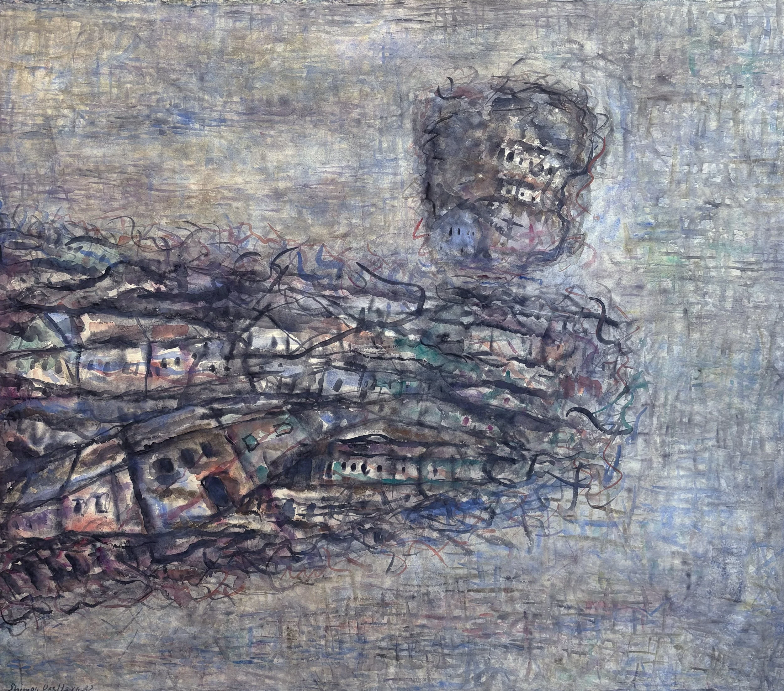 DREAMING OF MY CITY | BLUE, 1984 
Watercolor on paper, 41″x 45″ Provenance: Black & White Gallery / Project Space, Volta NYC, 2024