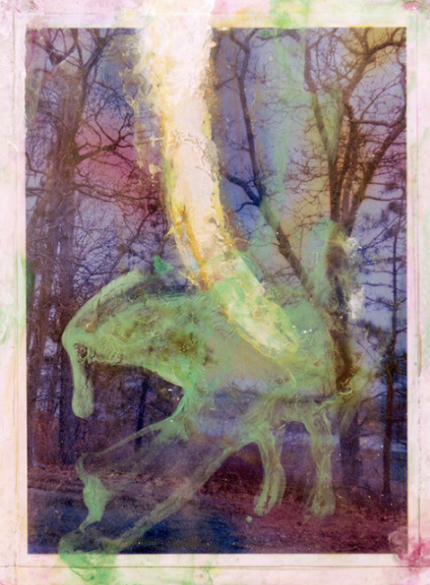 LANDSCAPE #1, 2018 
Mixed media on vintage postcard mounted on board, 7”x 5.5”   Provenance:  Janet Lehr Gallery, Easthampton, NY, 2018