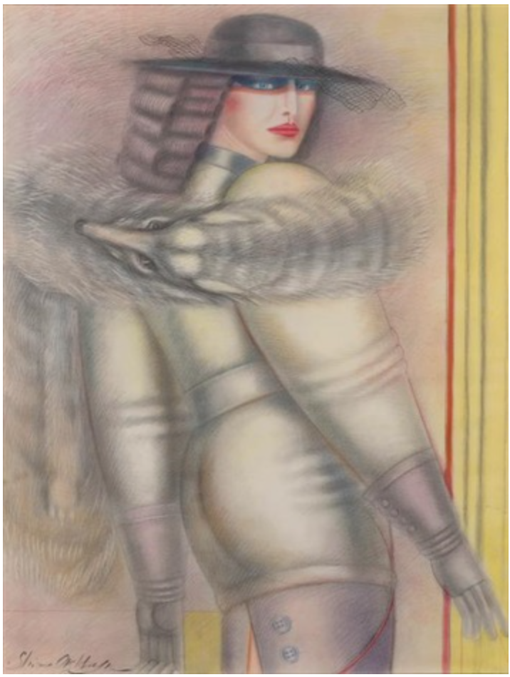 FOXY LADY, 1985 
Mixed media on 300g linen canvas 
(Pastel on limited edition serigraph) 
52 “x 41”