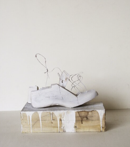 SHOE LAST STUDY #1, 2000 
Wood, plaster, wire, 13”x 13”x 7”