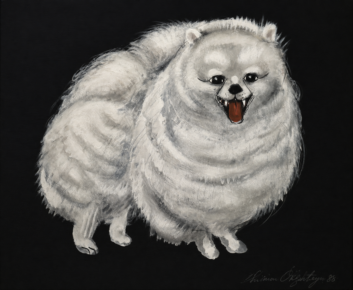 WHITE DOG, 1984 
Charcoal, crayon on paper, 20 x 23.5 in. (50.8 x 59.7 cm) 