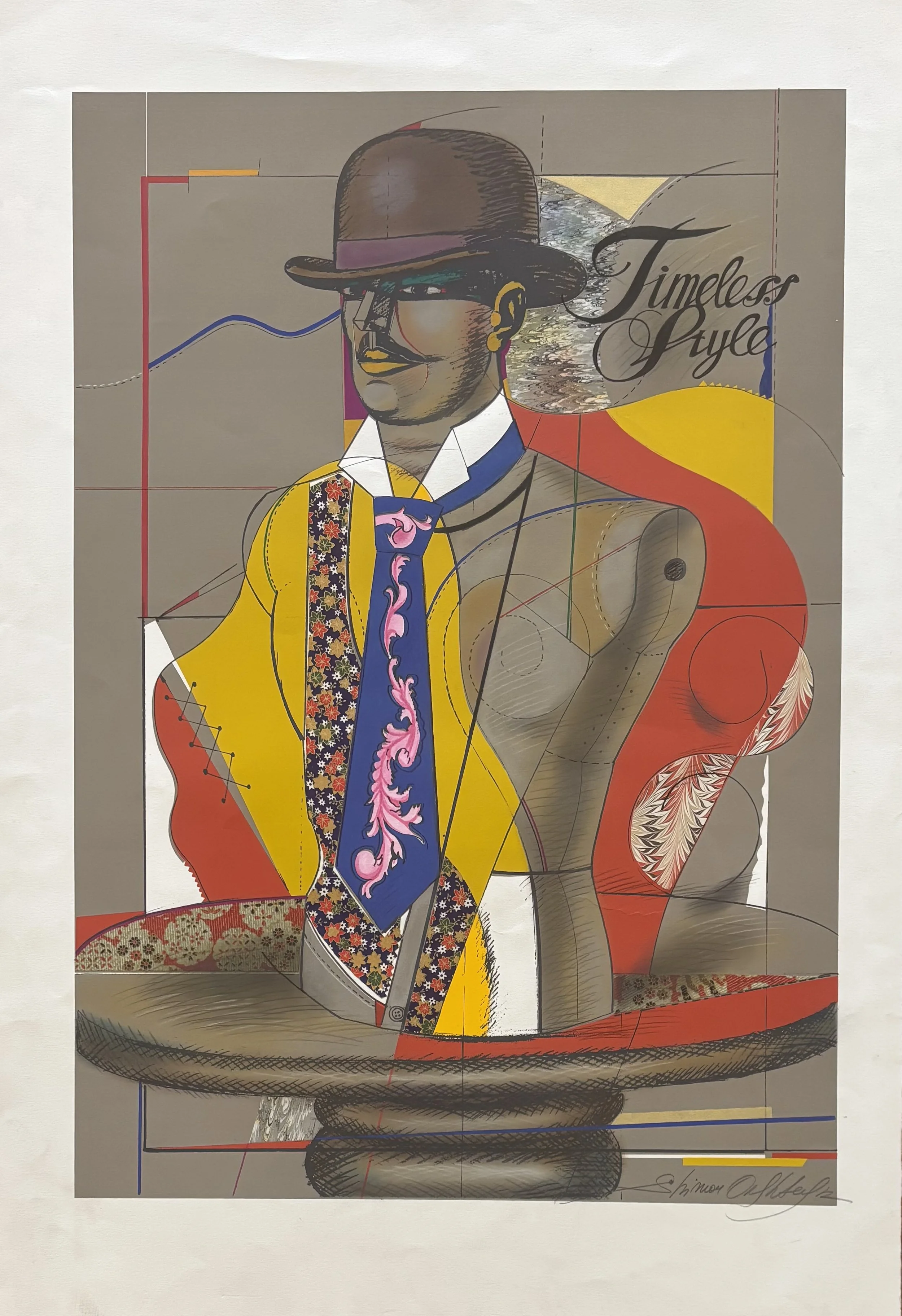 TIMELESS STYLE, 1987 
Mixed media collage on 300G paper 
Paper: 44" x 30" 
Image: 35"x25"