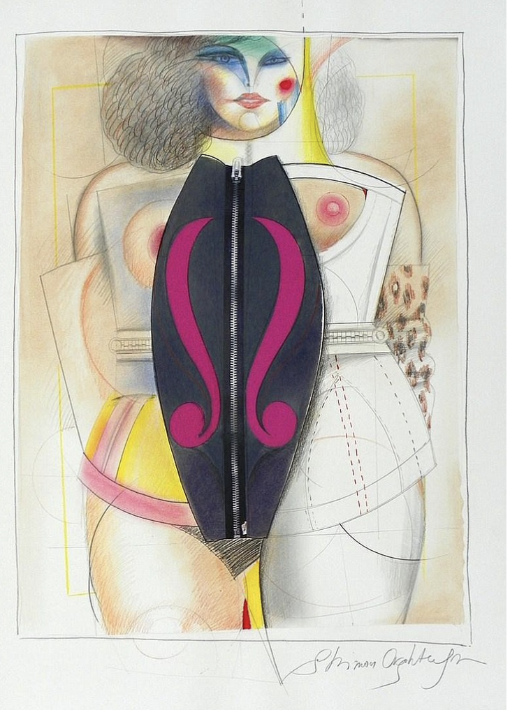 BLACK ZIPPER, 1986 
Pencil, collage on paper 
47 x 36 3/4 in. (119.4 x 93.3 cm)