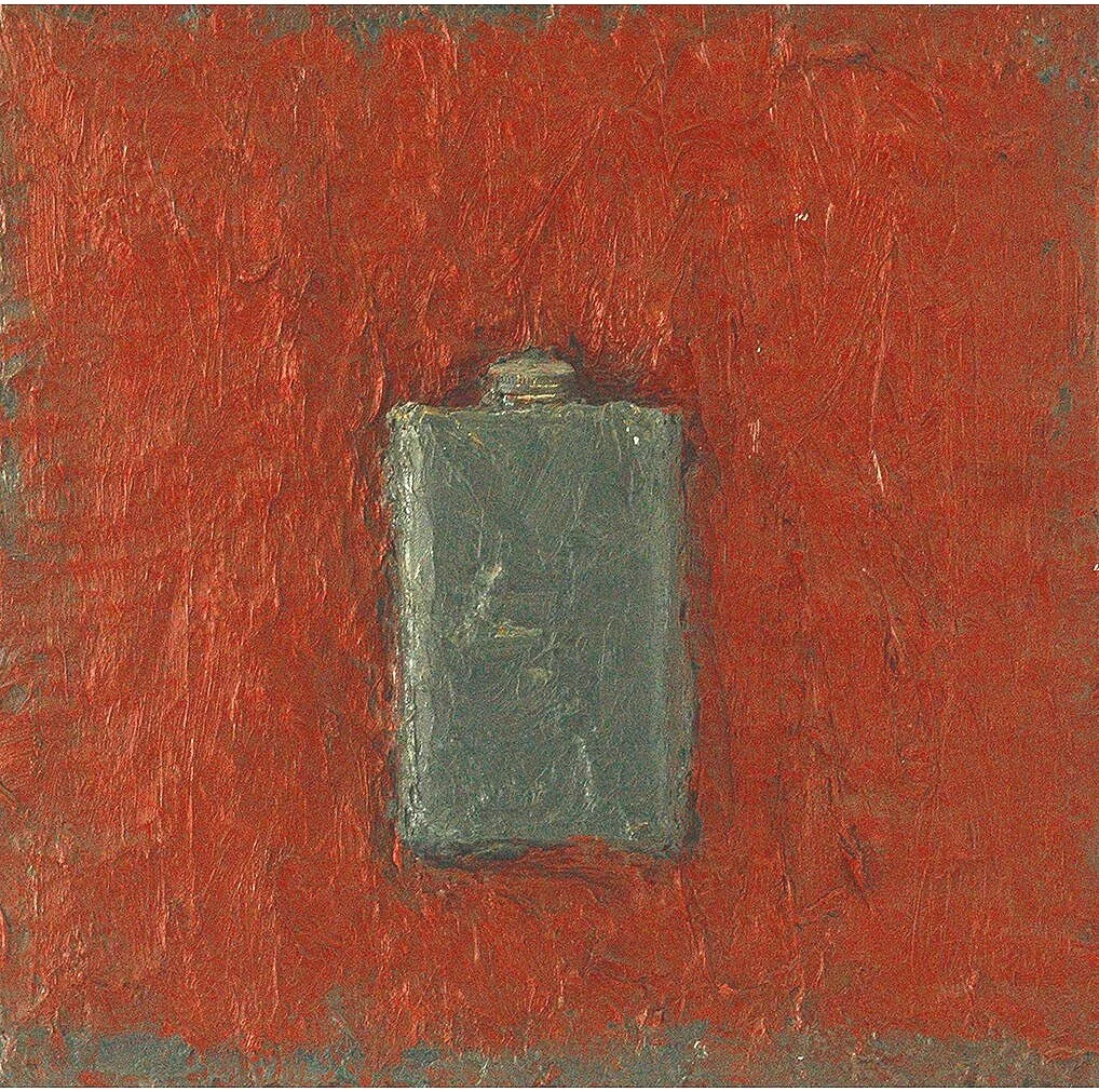 FLASK, 2002 
Flask and oil on canvas 
18 x 18 x 1.5 in. (45.7 x 45.7 x 3.8 cm)