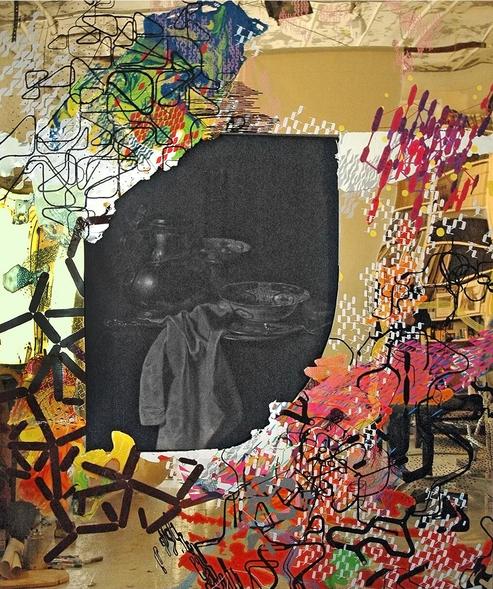 FROM THE REFLECTIONS SERIES  #1 Graphite on canvas and mixed media on mirror | 99”x78”  2005