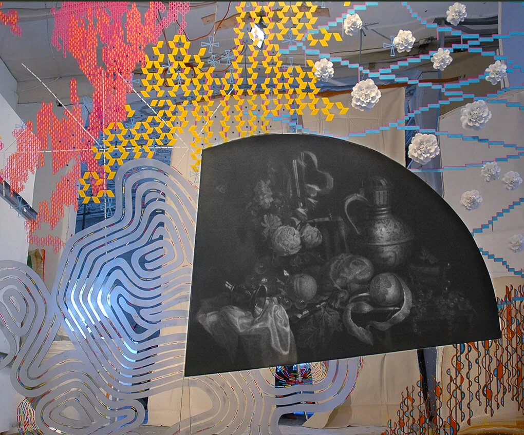 FROM THE REFLECTIONS SERIES #5 Graphite on canvas with mixed media on mirror | 81”x 99”, 2007