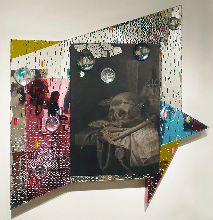 FROM THE REFLECTIONS SERIES  #6 Graphite on canvas with mixed media on mirror | 60”x 60”, 2007