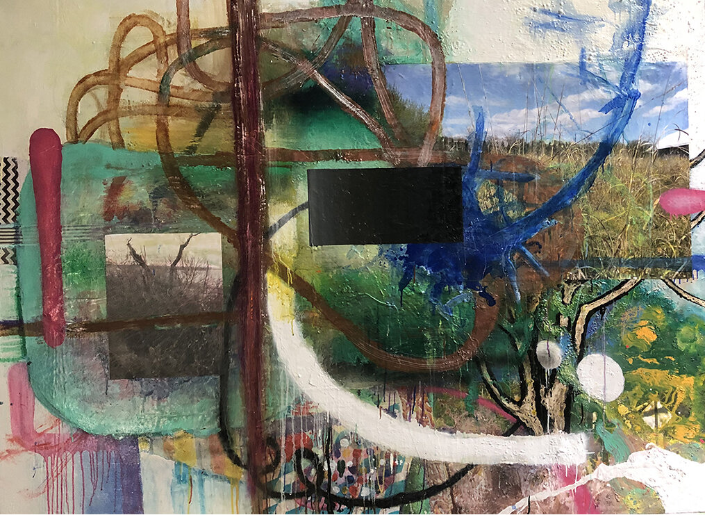 MELANCHOLIA Collage and mixed media on canvas mounted on plywood | 60”x 90”, 2019 | Estate