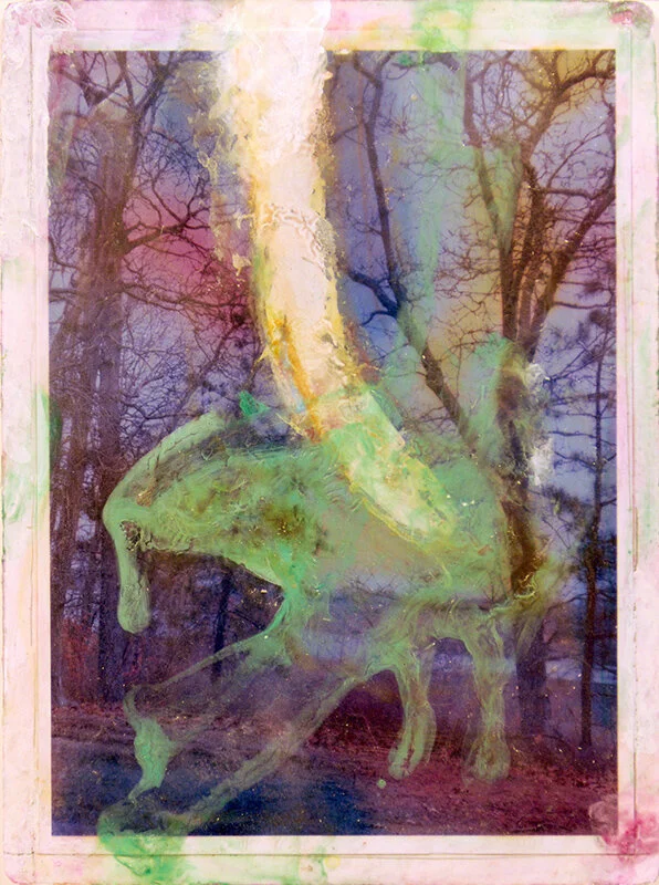 LANDSCAPE #1 Mixed media on vintage postcard  mounted on sintra board  |  7”x  5.5”, 2018  Estate