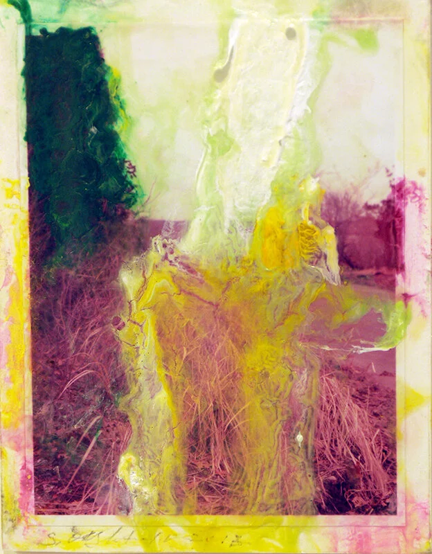 LANDSCAPE #2 Mixed media on vintage postcard  mounted on sintra board  | 7”x   5.5”, 2018   Estate