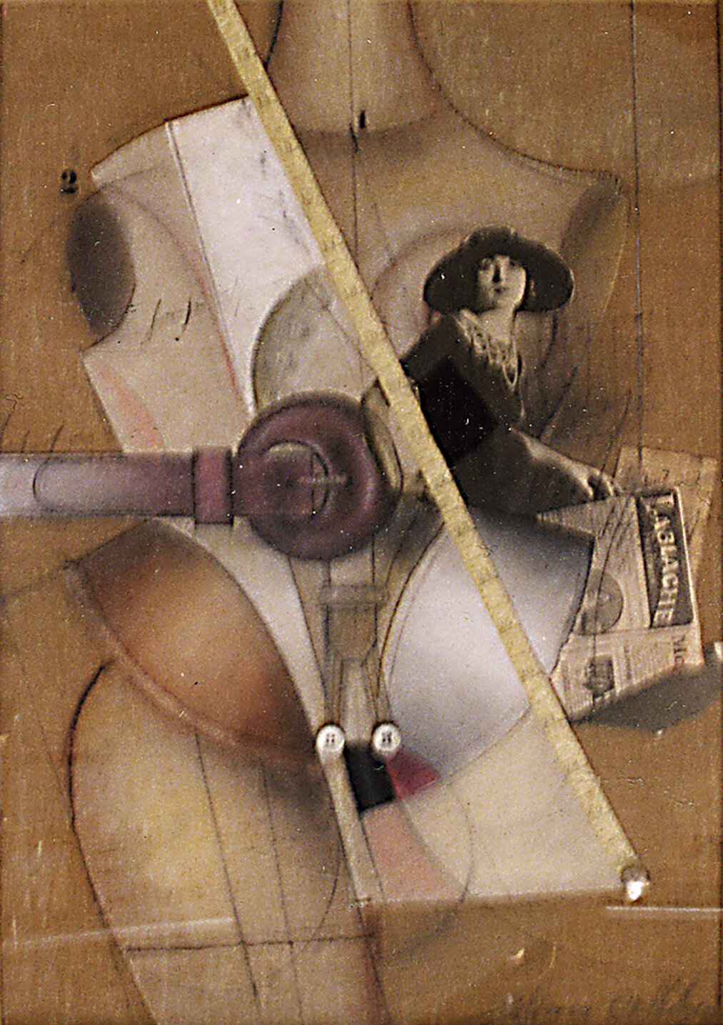 LADY WITH BELT Collage on paper, 20”x 14”, 1987