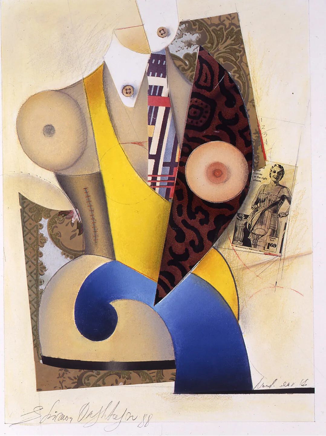 CURVES Collage on canvas, 51”x 32”, 1988