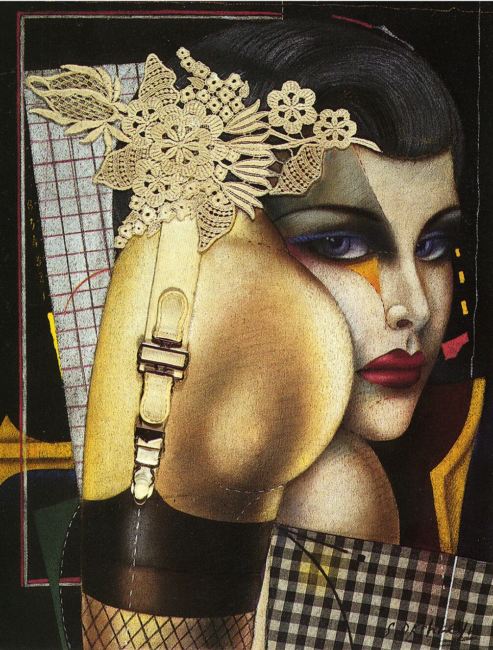 CHEEK TO CHEEK Collage on canvas, 18”x 14”, 1985  Estate