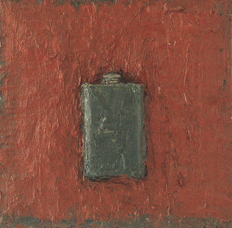 FLUSK Flask and oil on canvas, 18"x 18" x 1.5",  2001