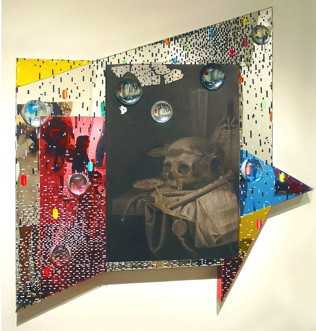 REFLECTIONS #6, 2007 
Graphite on canvas with mixed media on mirror   60”x 60”