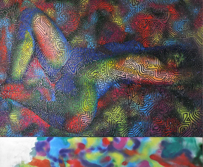 UNTITLED Mixed media on canvas and mirror |  60"x 64", 2012
