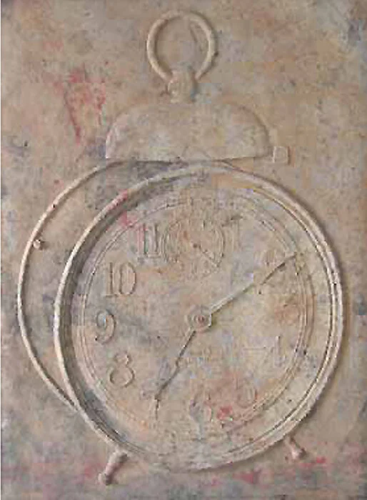 ALARM CLOCK   Cast handmade paper, acrylic, pulp, 80"x 60", 2001