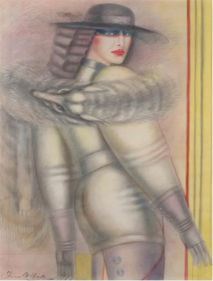 FOXY LADY Graphite, pastel, pencil on paper 60”x 47”, 1988