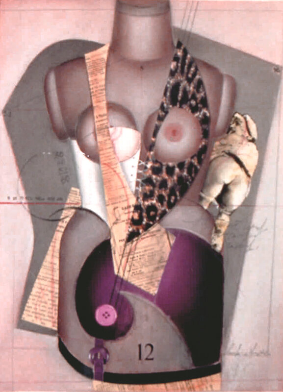 REAR VIEW Collage on canvas, 51”x 32”, 1988