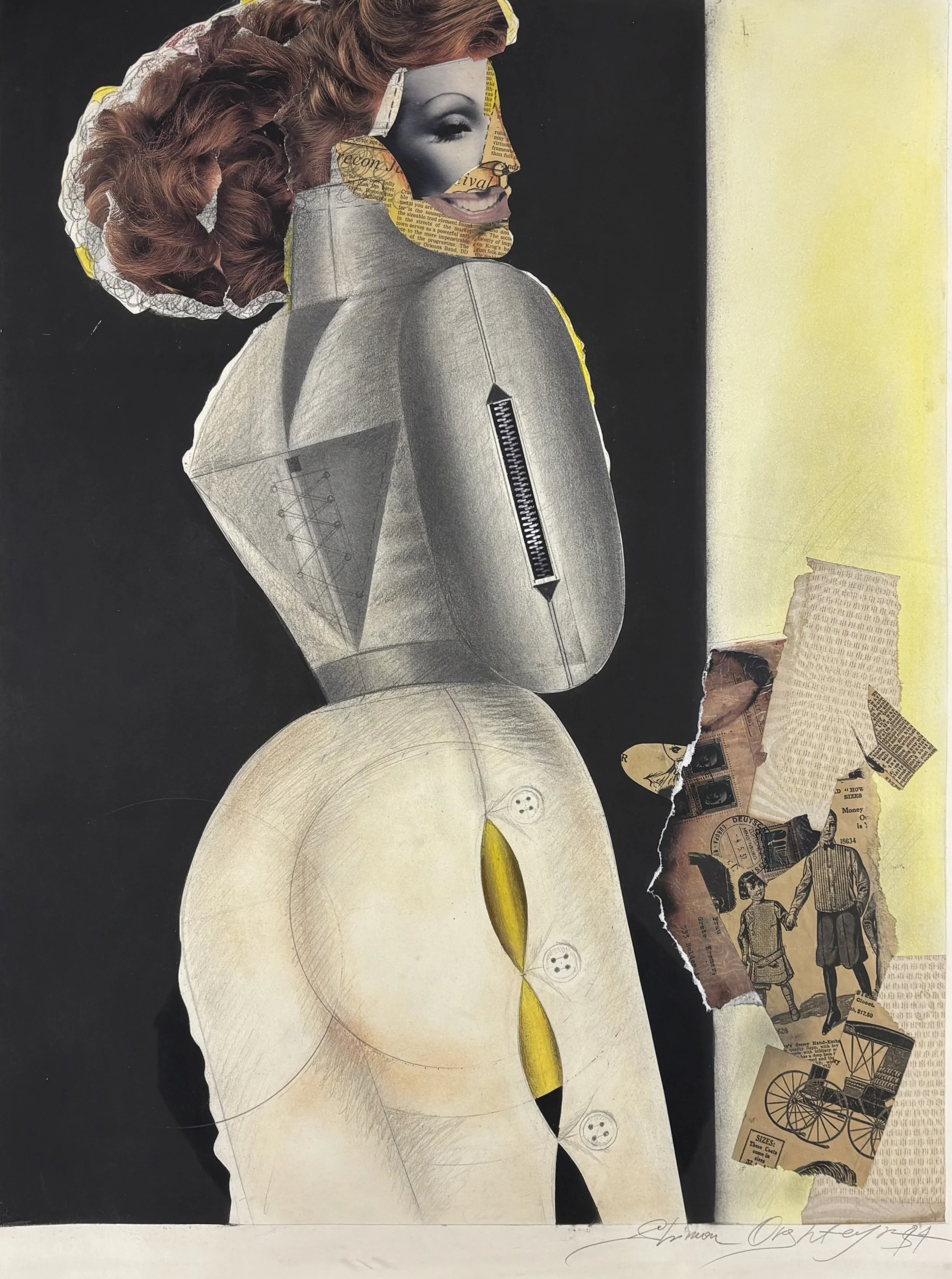 FRAU GRETE KREMER, 1989 
Collage on paper, 27.5″ x 21.5″