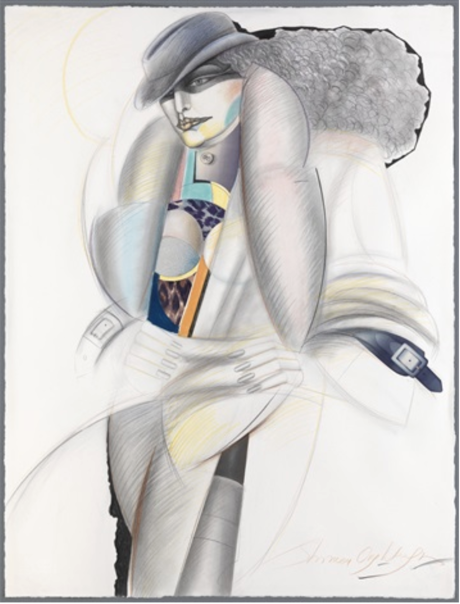 NY LADY, 1986 Graphite, pastel, pencil on paper 42 x 32 in. (106.7 x 81.3 cm)