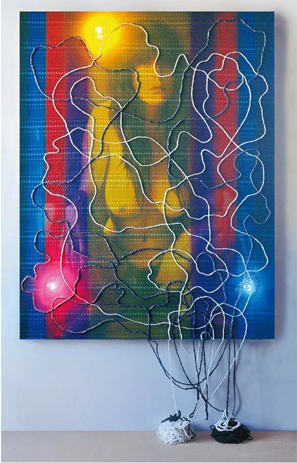 MM-27, 2012  Mixed media & lights, 96"x 50" Provenance: Janet Lehr Fine Arts, Easthampton, NY, 2018 
Stux Gallery, New York, 2013