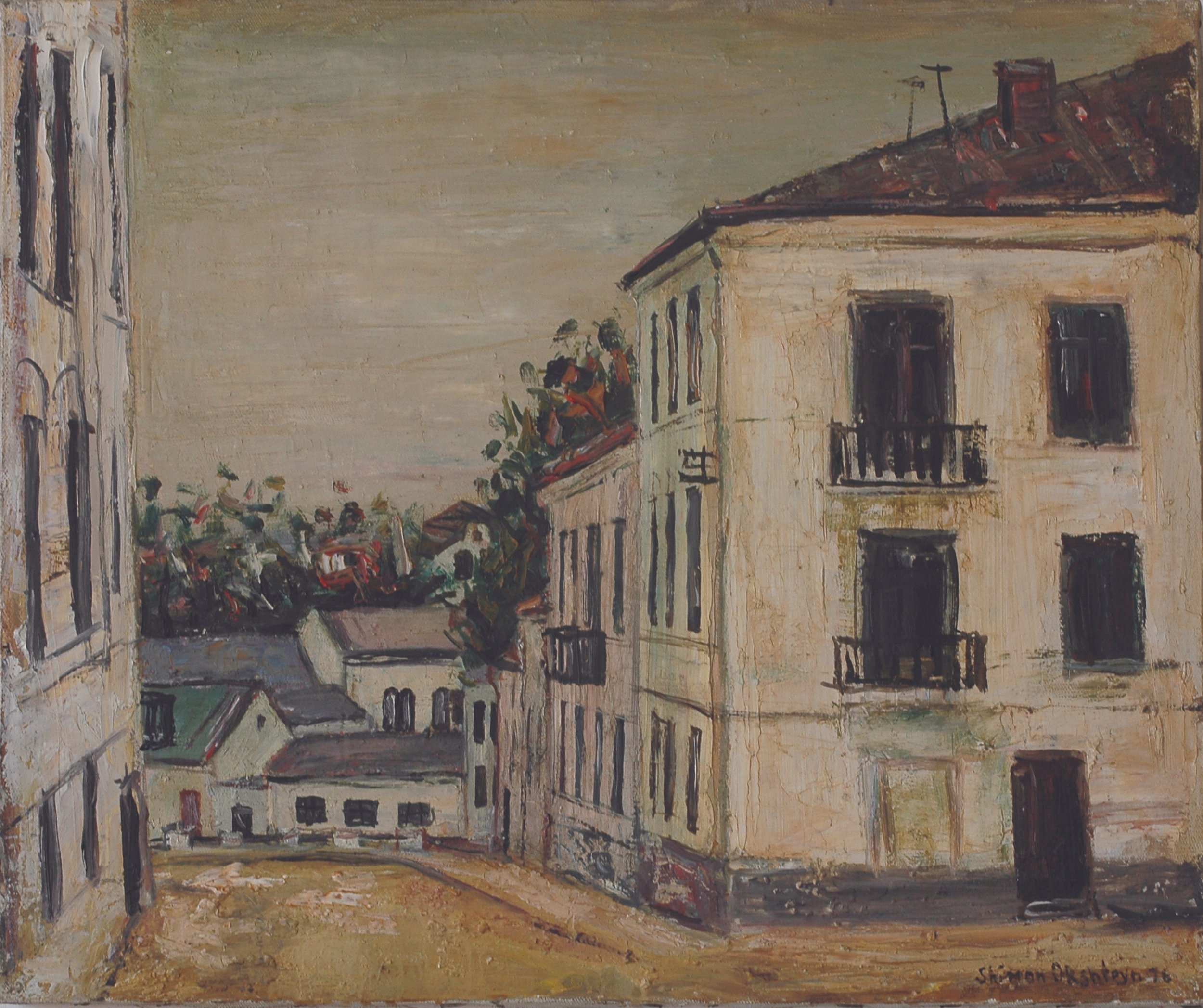 OLD CITY QUARTERS (GHETTO), 1976 Oil on canvas, 20″x 21″ 
