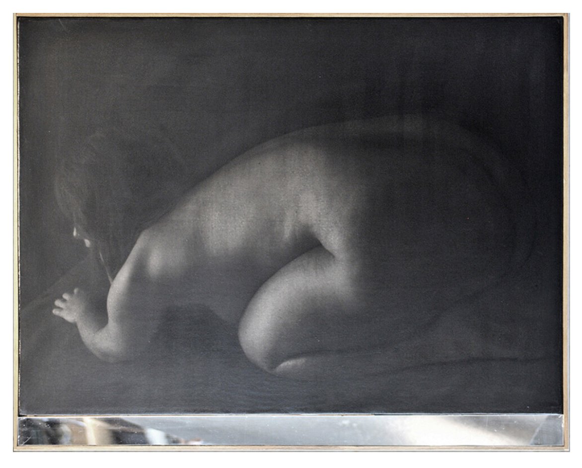 TO THE DEEP, 2012 
Graphite, charcoal & digital print on canvas, plastic mirror, wood 
112 x 126 in. (284.5 x 320 cm).
