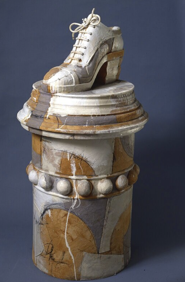 SHOE, 1993 
Fiberglass, acrylic on canvas, 54”H x  25"D Provenance:
Le Centre d’Art Vaas, Vence, France 1994