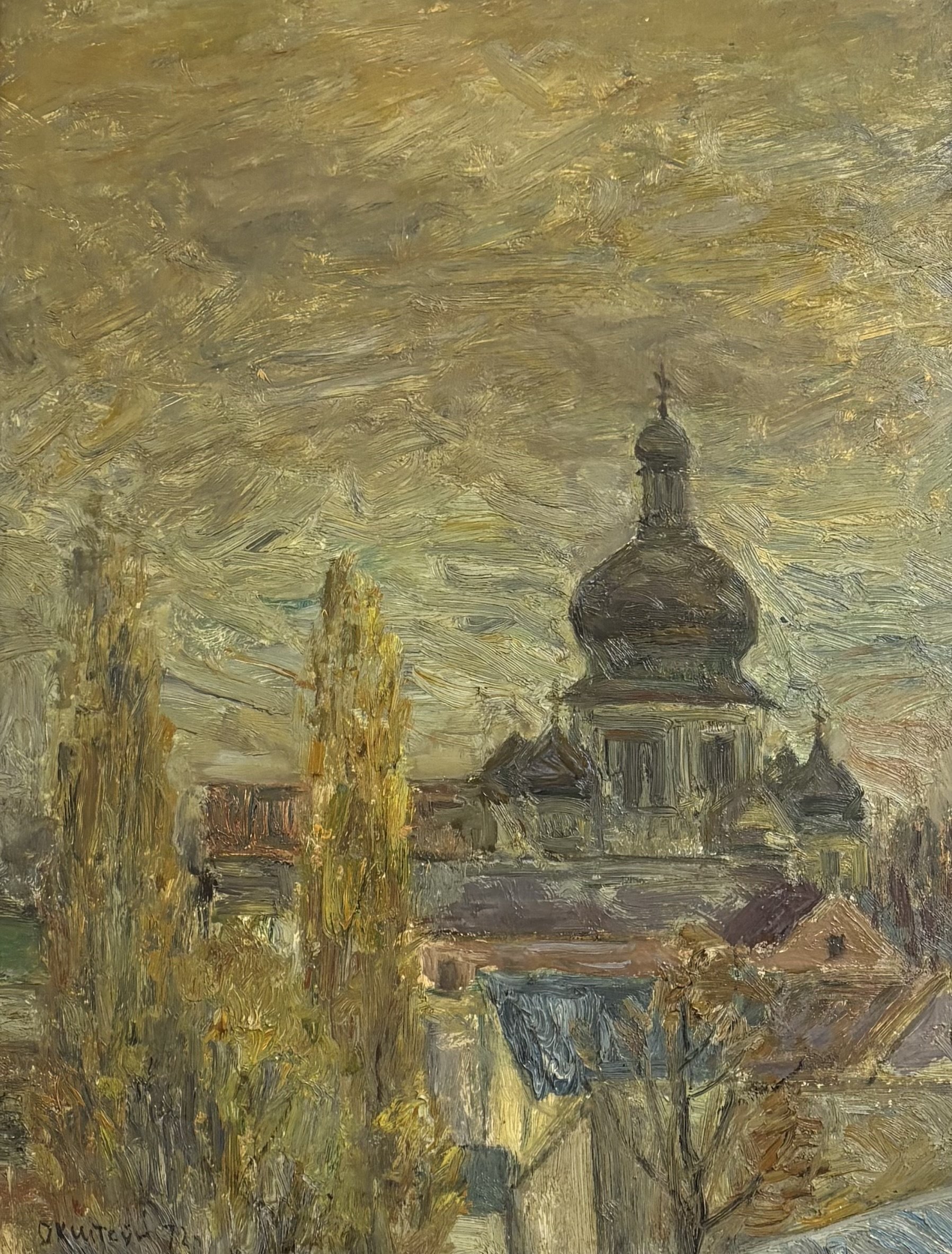 OLD CITY QUARTERS (CHIRCH), 1972 Oil on canvas, 19″x 15″ 