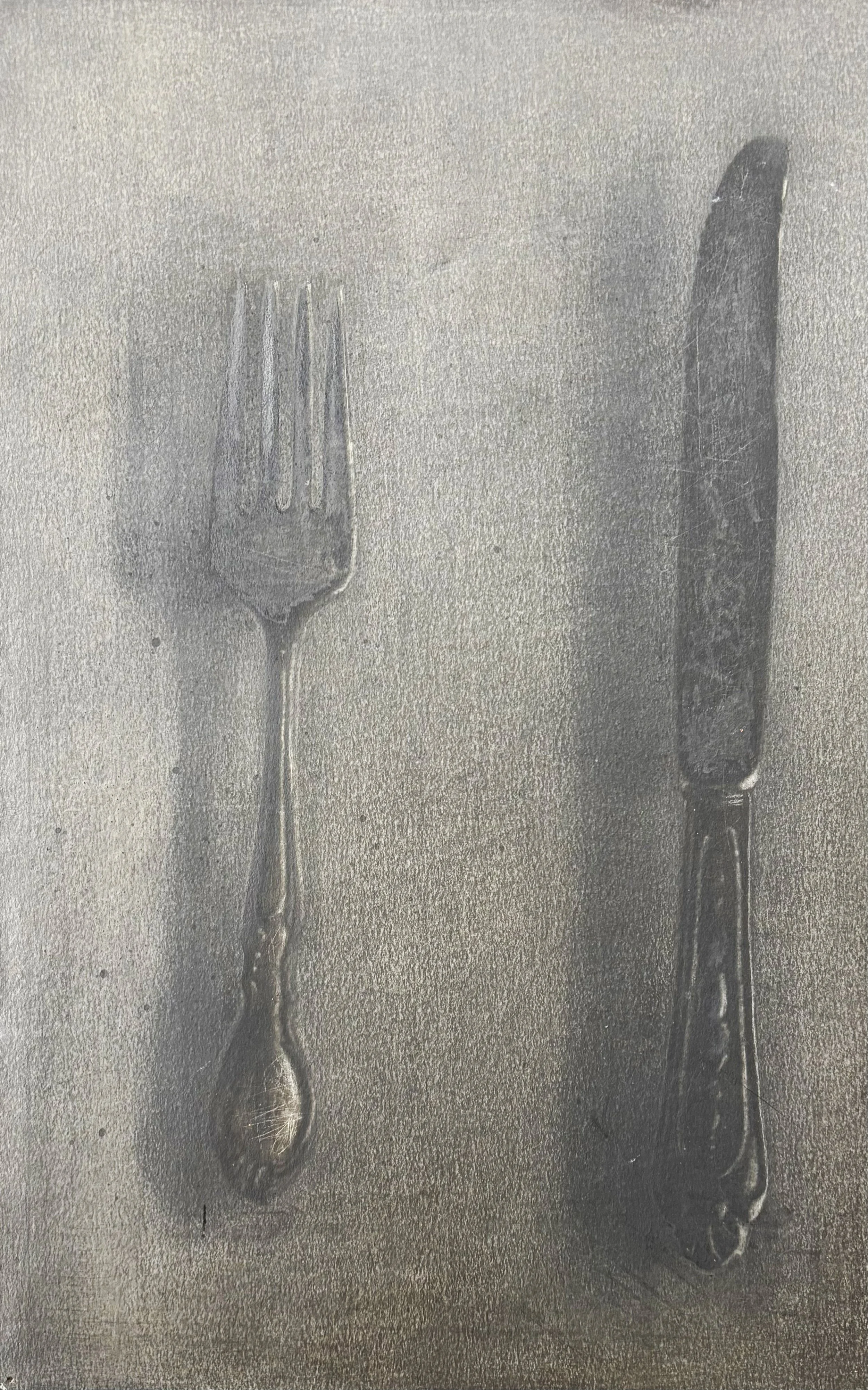 UTENSILS, 1991 
Graphite, pencil on foam board, 15″x 9.5″ 