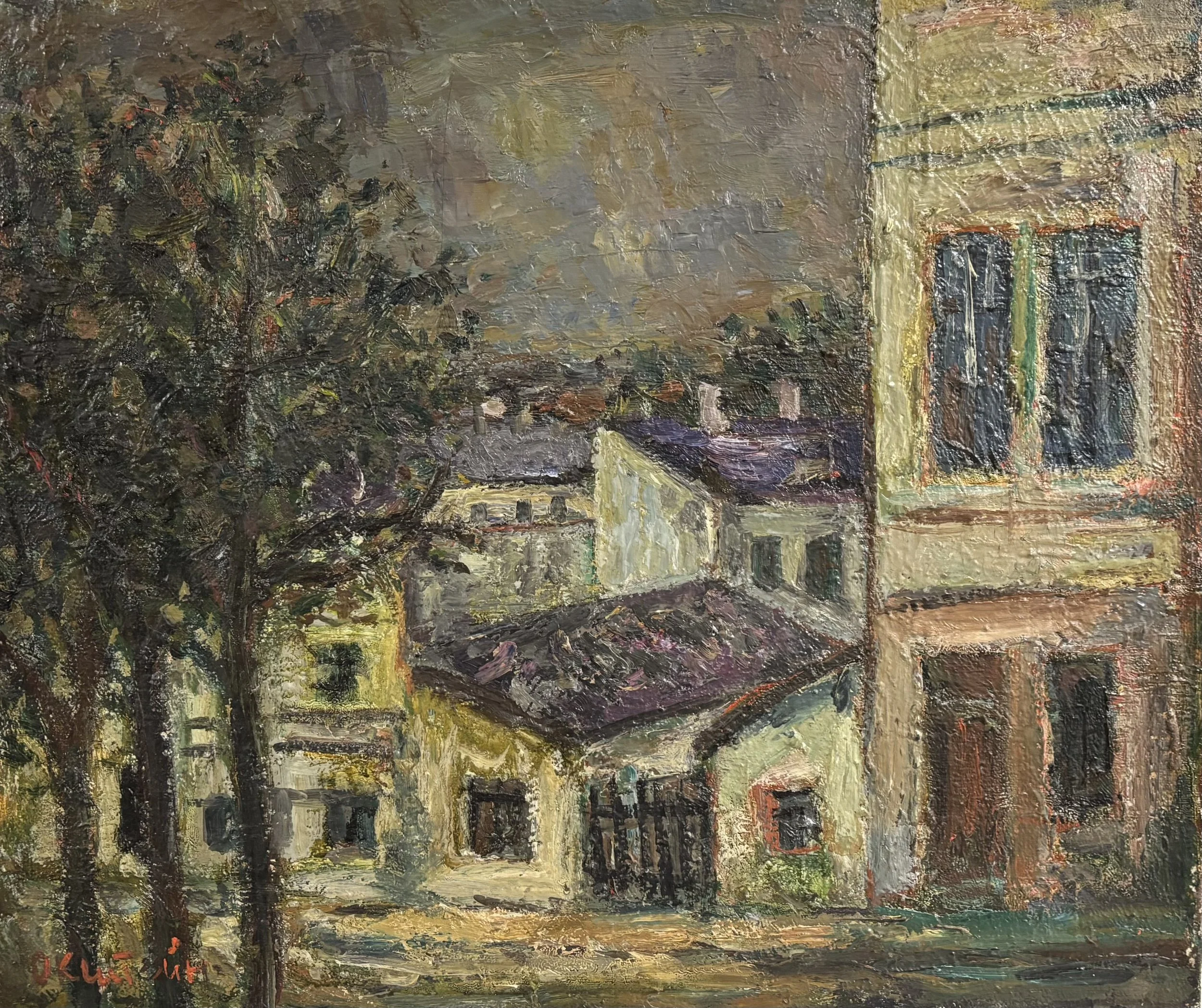 OLD CITY QUARTERS (PURPLE ROOF), 1972 Oil on canvas, 20″x 24″ 