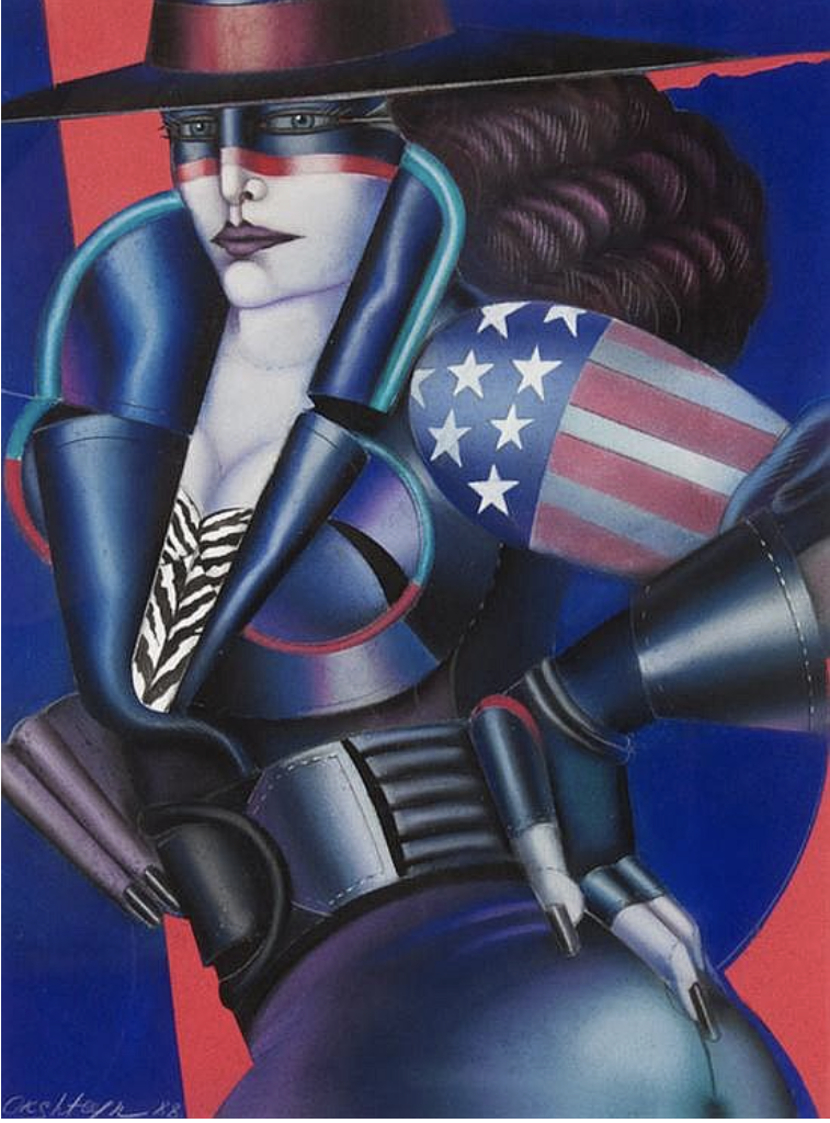 RED, WHITE, BLUE, 1988 Gouache, pencil, airbrush on paper 17 x 12 3/4 in. (43.2 x 32.4 cm)