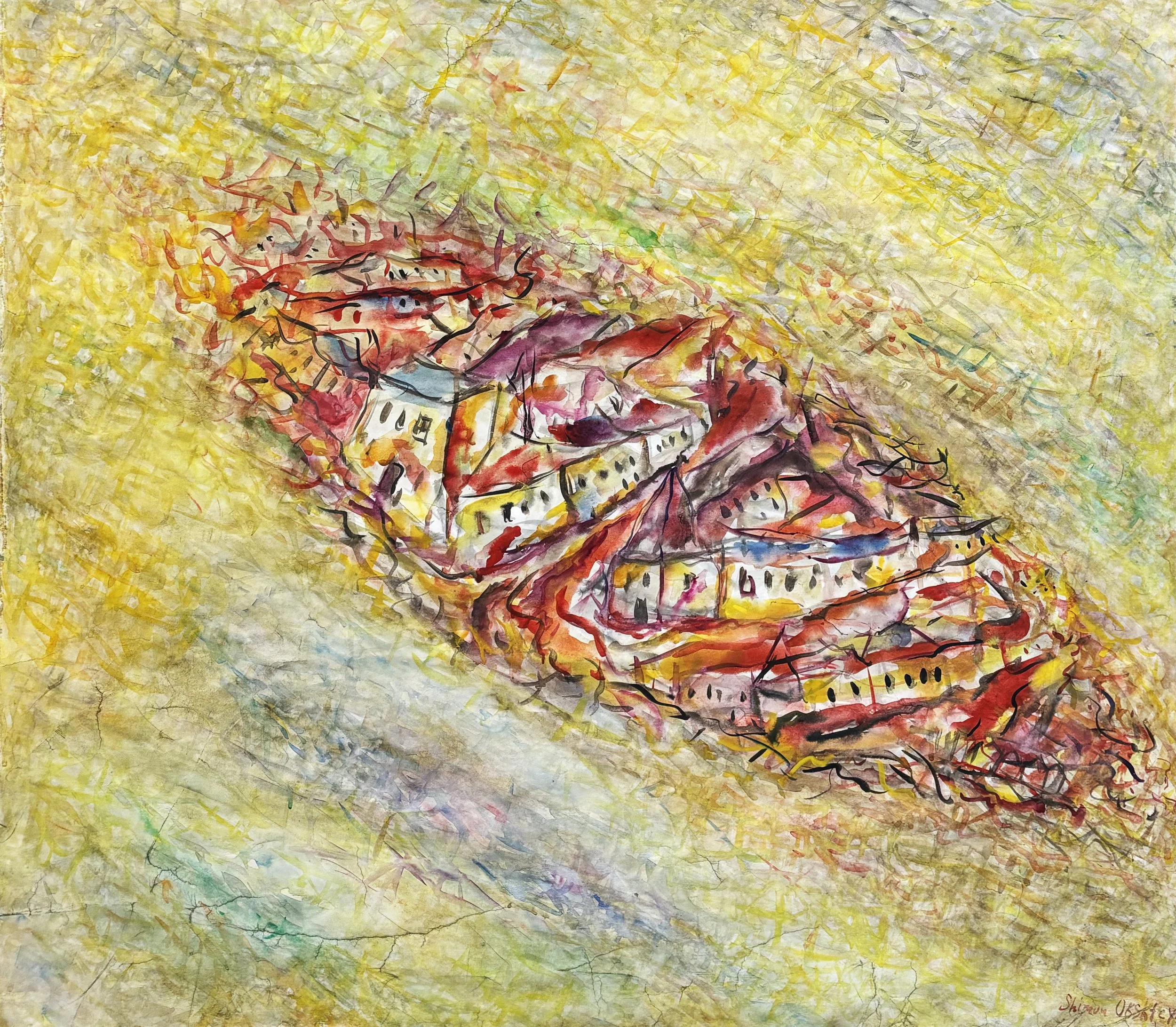 DREAMING OF MY CITY | YELLOW, 1984 
Watercolor on paper, 41″x 45″ Provenance: Black & White Gallery / Project Space, Volta NYC, 2024