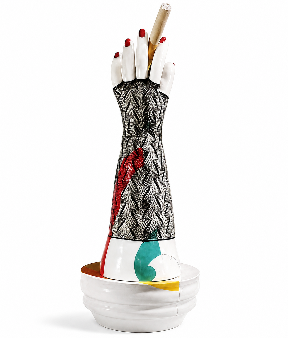 SMOKING HAND Glazed porcelain, lace | 31”x 12”  1985