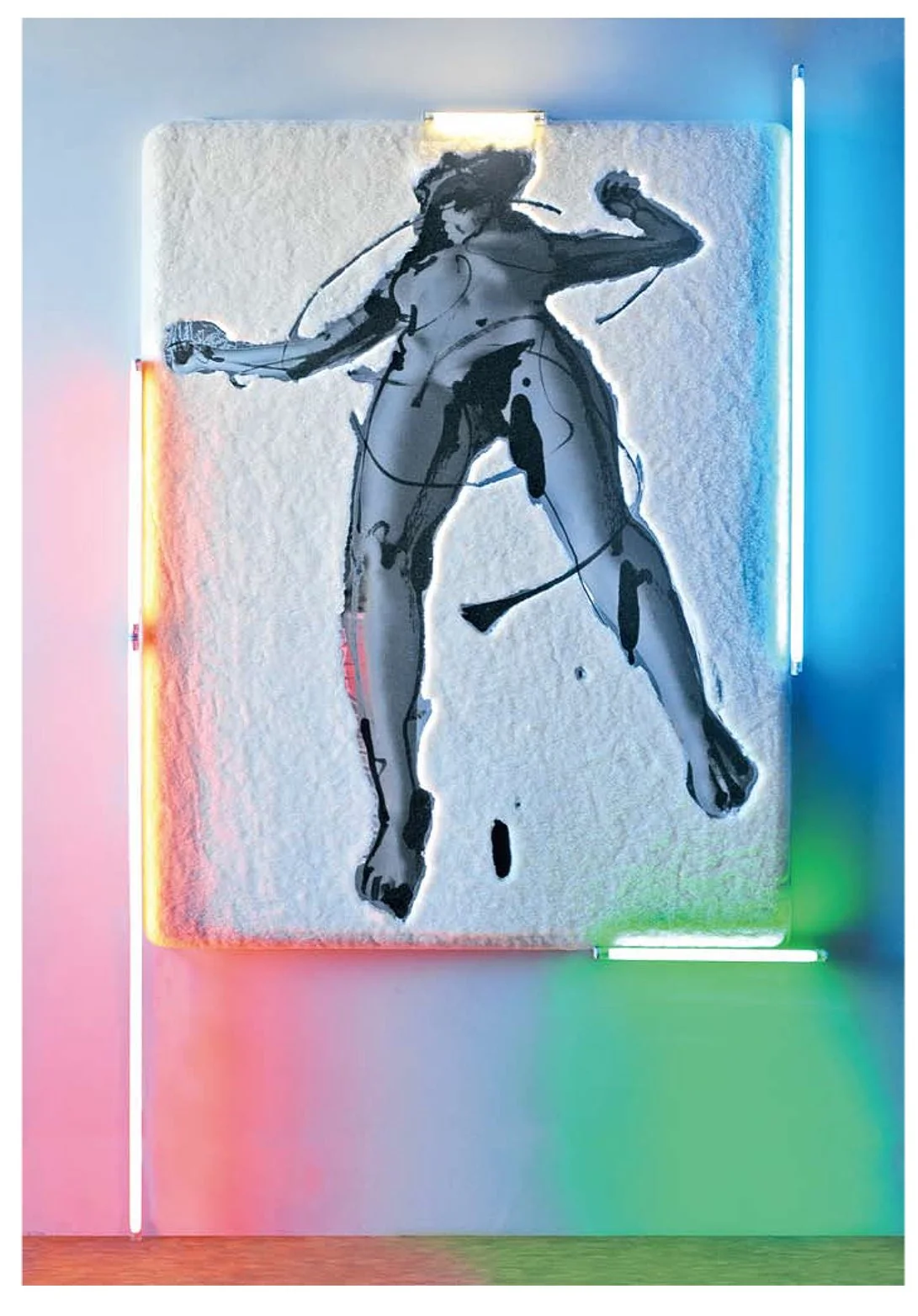  MM-33, 2012 
Mixed media on canvas, neon lights 64″x 48"  Provenance: 
Stux Gallery, NYC, 2013 
Janet Lehr Fine Arts, Easthampton, NY, 2018