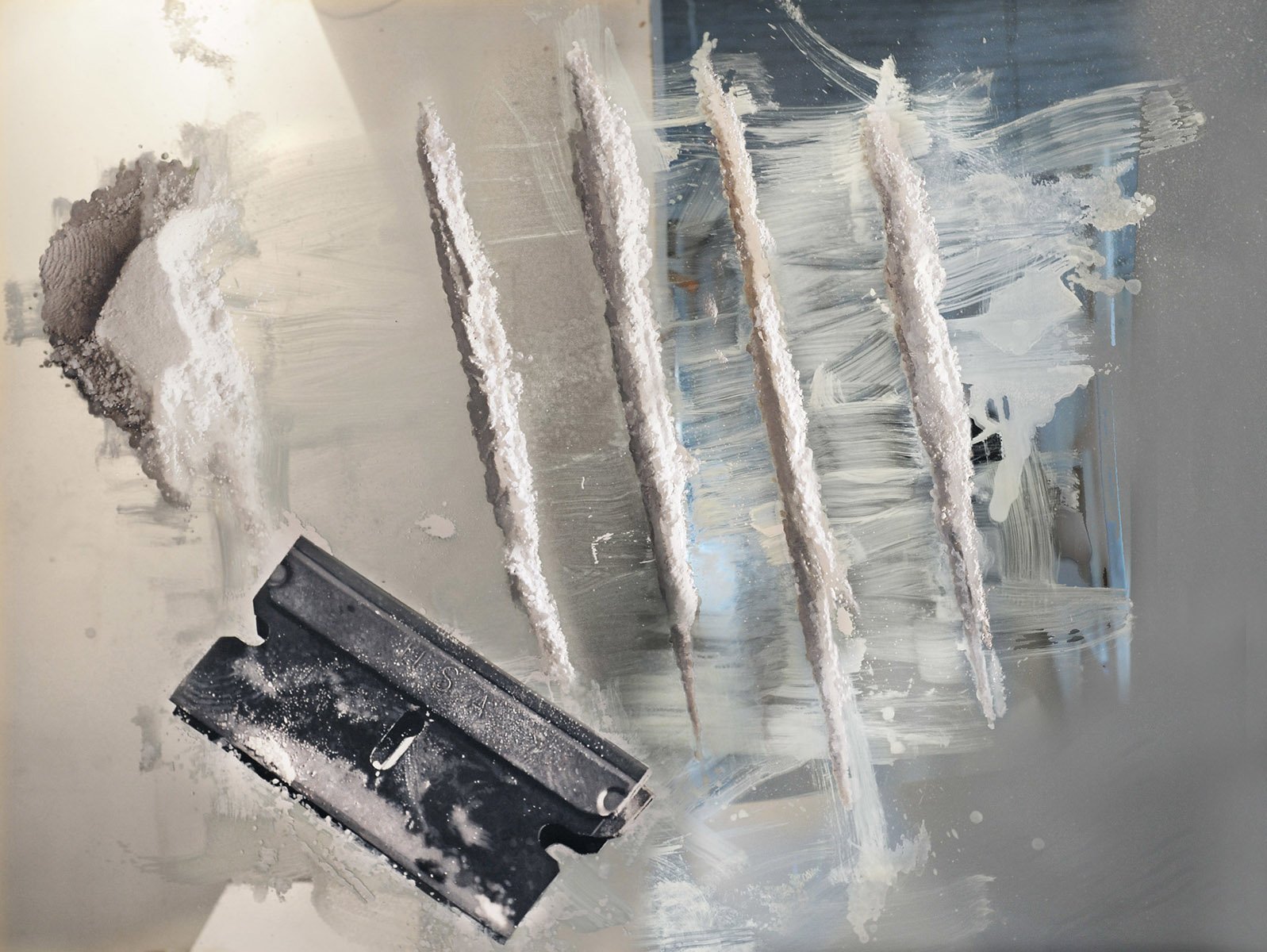 COCAINE, 2008 
Oil on canvas mounted on plastic mirror  54″ x  49"" Provenance: 
Stux Gallery, New York, 2008 
Black & White Gallery / The Solo Project Art Fair, Basel, Switzerland 2011 
Black & White Gallery, Brooklyn, NY, 2017