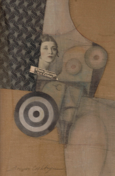 WHEN MARRIAGE IS A CRIME, 1987 
Collage on paper, 20″ x 14″ 
Provenance: 
Forum Gallery, NY, 1994
