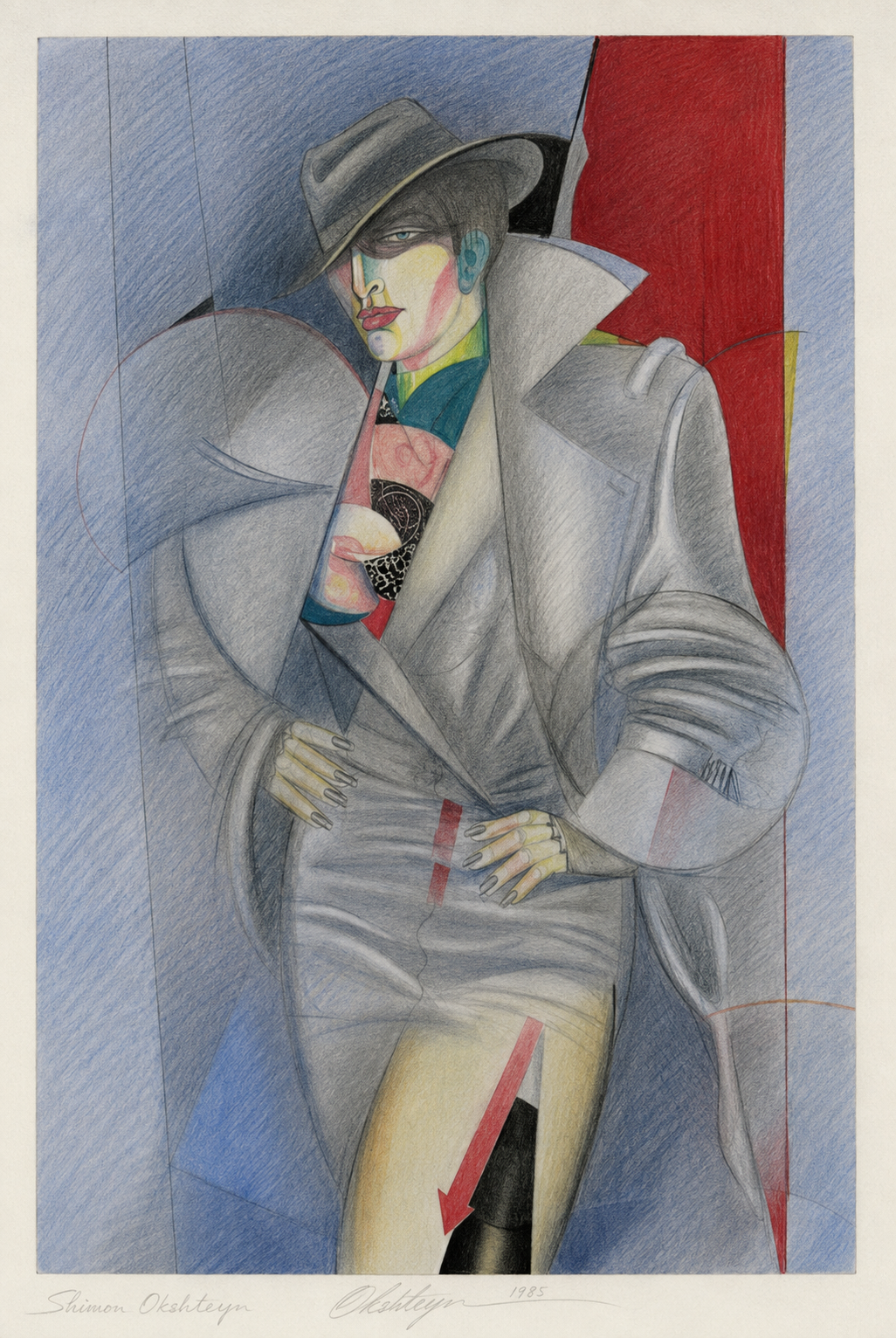 GREY COAT, 1985 Graphite, pastel, pencil on paper 39 x 30 in. (99 x 76.2 cm)