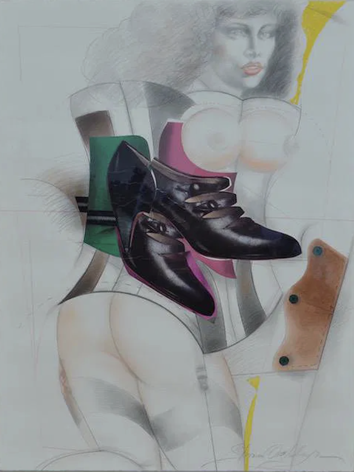 BLACK SHOES, 1988 Pencil, collage on paper  46 x 32 in. (116.8 x 83.8 cm)