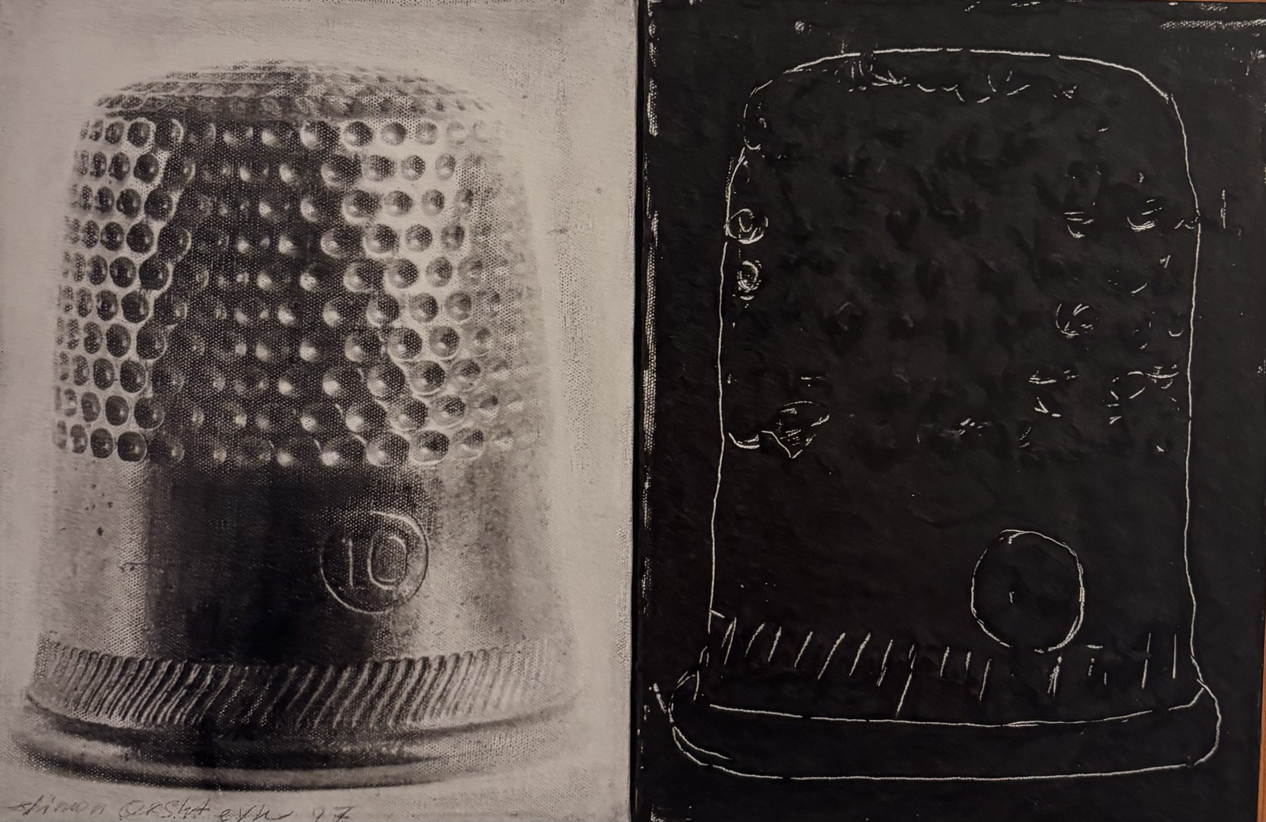 THIMBLE, 1997 Collage on paper  14 x 28 in. (35.6 x 71.1 cm)